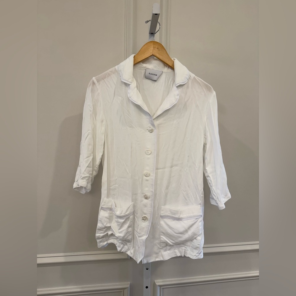 Sleeper White Button-Up Pajama Top